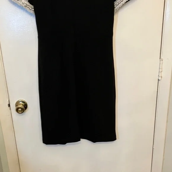 Betsey Johnson Elegant Black Midi Dress with Silver Accents pearl, rhinestone . - Picture 8 of 15
